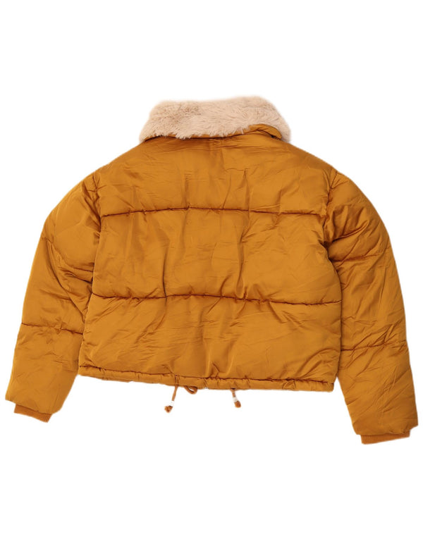 Topshop Womens Crop Oversized Padded Jacket UK 10 Small Yellow Polyester