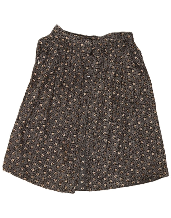 Vintage Womens A-Line Skirt Large W32 Black Floral