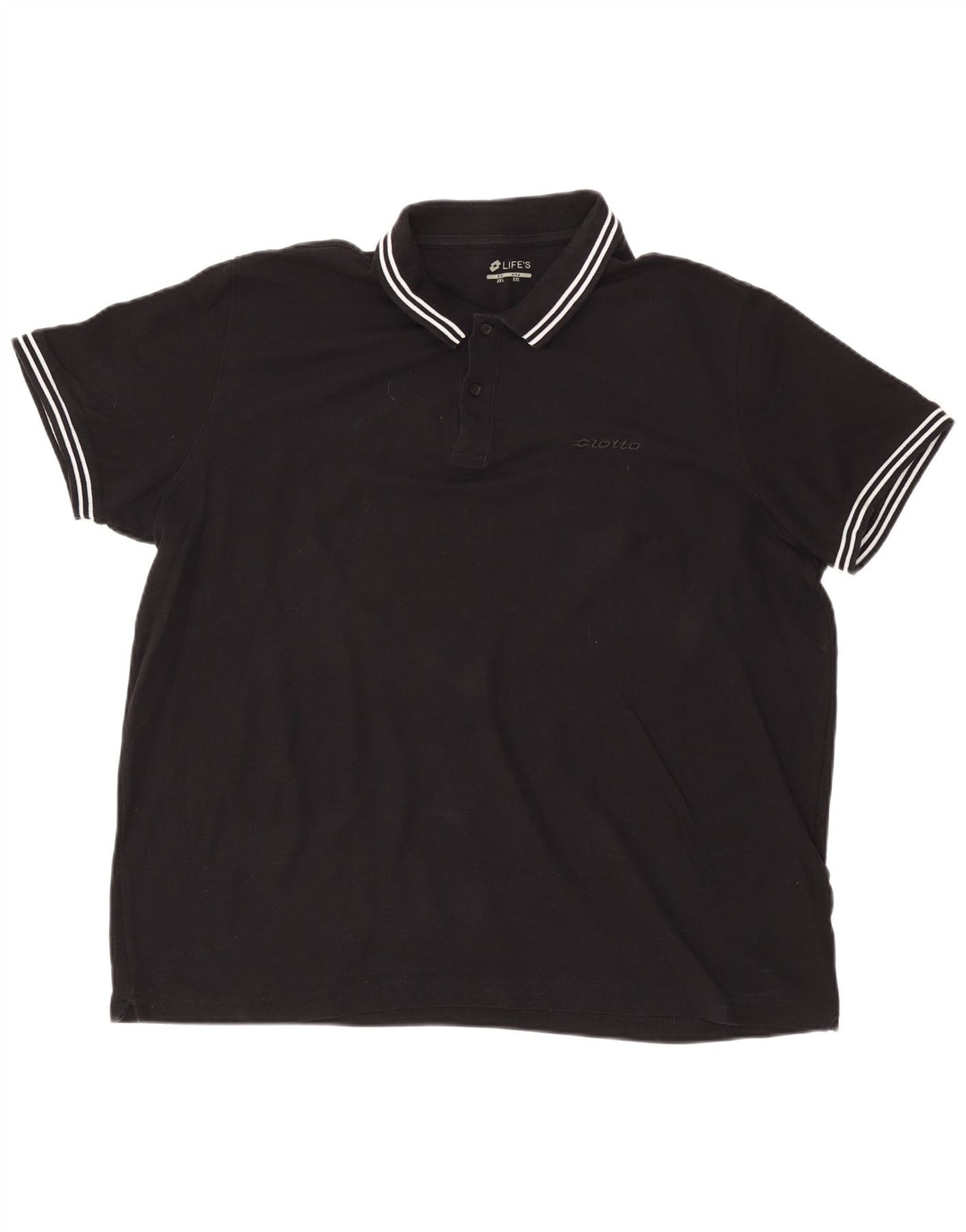 LOTTO Mens Polo Shirt 2XL Black Cotton
