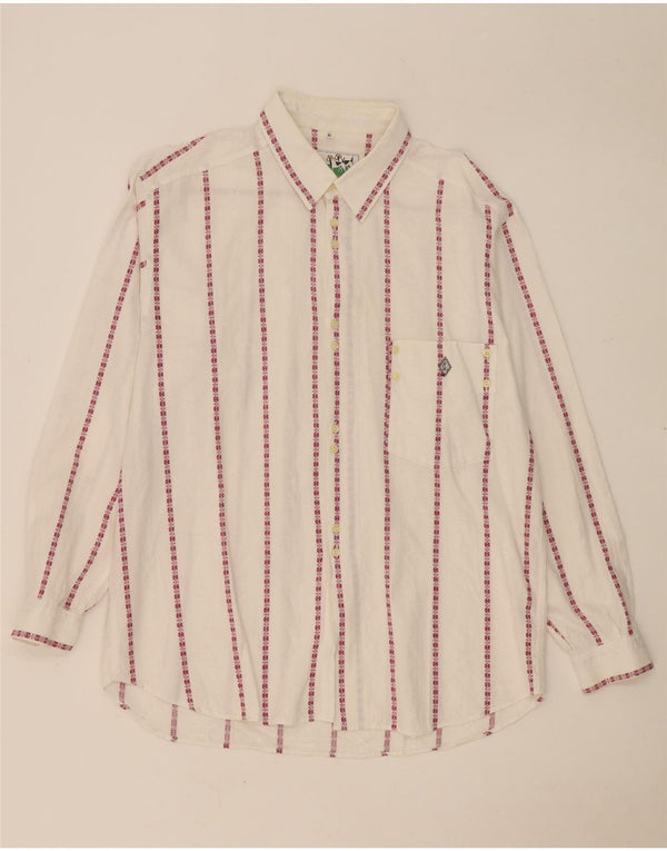 Leader Mens Shirt XL White Striped Cotton