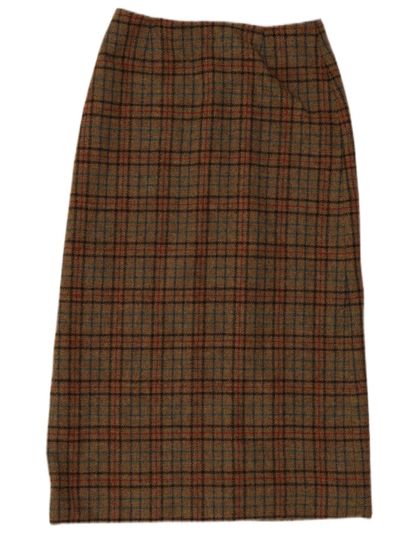 Laura Ashley Womens High Waist Midi Skirt UK 12 Medium W28 Khaki Plaid