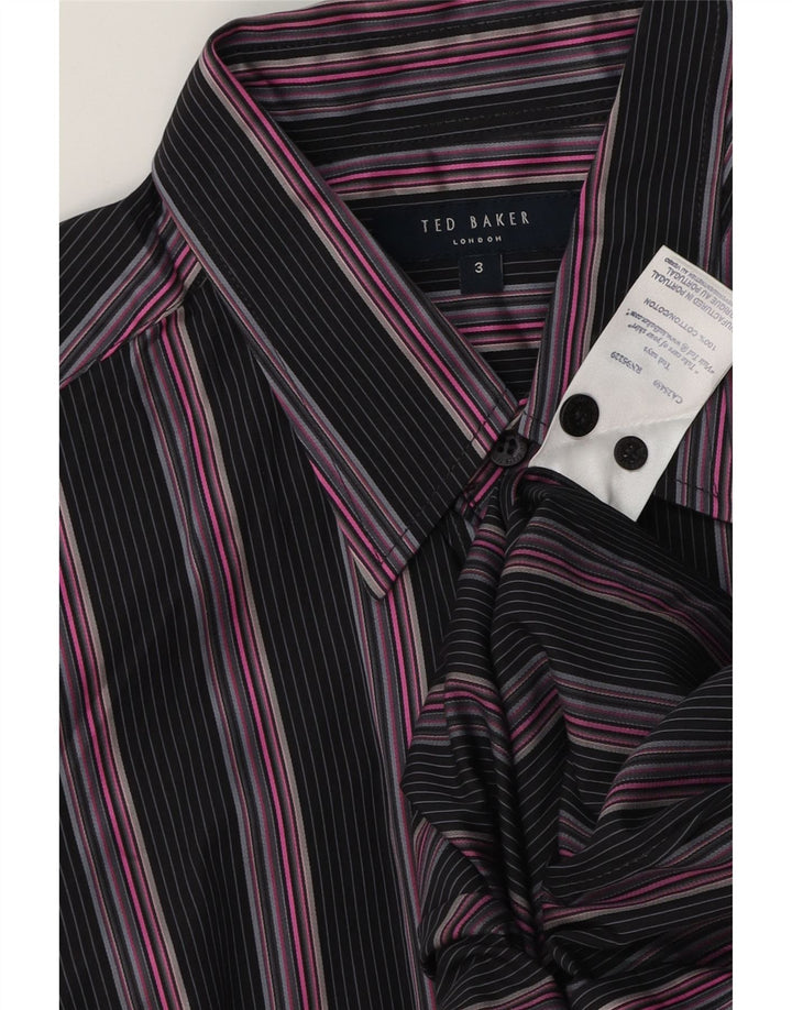 TED BAKER Mens Shirt Size 3 Medium Black Striped Cotton