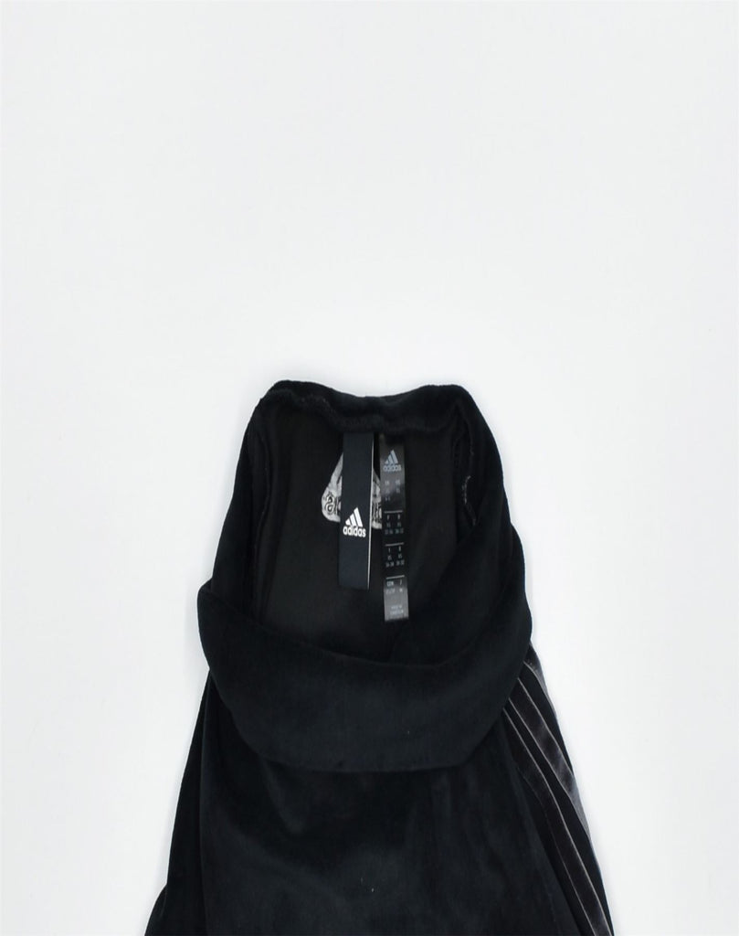 ADIDAS Womens Velour Sweatshirt Jumper UK 4/6 XS Black Polyester | Vintage | Thrift | Second-Hand | Used Clothing | Messina Hembry 