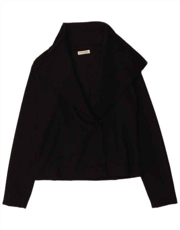 Vintage Womens 1 Button Blazer Jacket IT 48 XL Black Wool