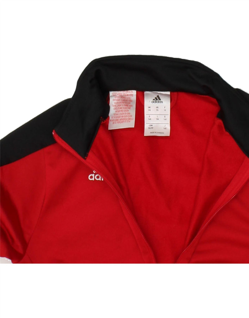 ADIDAS Boys Graphic Tracksuit Top Jacket 9-10 Years Medium Red Colourblock Vintage Adidas and Second-Hand Adidas from Messina Hembry 