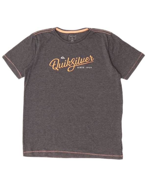Quiksilver Boys Graphic T-Shirt Top 15-16 Years Grey Cotton