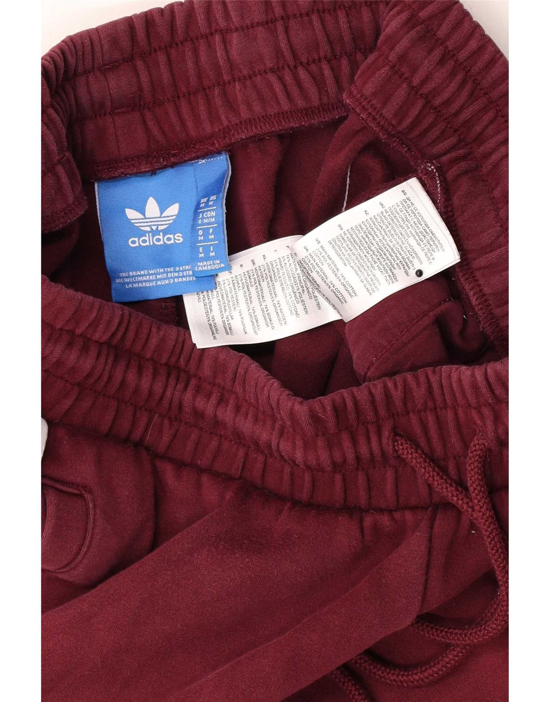 Adidas Mens Tracksuit Trousers Joggers Medium Maroon Cotton