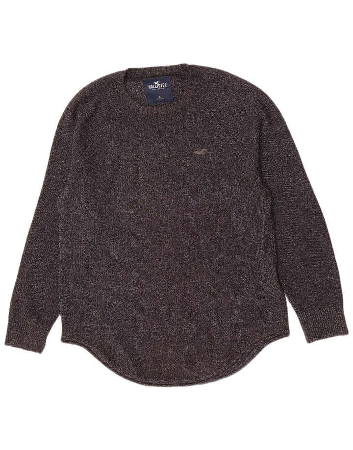 Hollister Mens Crew Neck Jumper Sweater Medium Grey Flecked Cotton