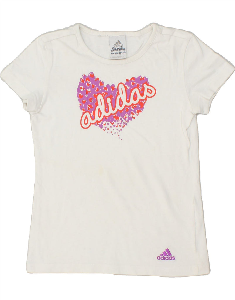 ADIDAS Girls Graphic T-Shirt Top 7-8 Years White | Vintage Adidas | Thrift | Second-Hand Adidas | Used Clothing | Messina Hembry 