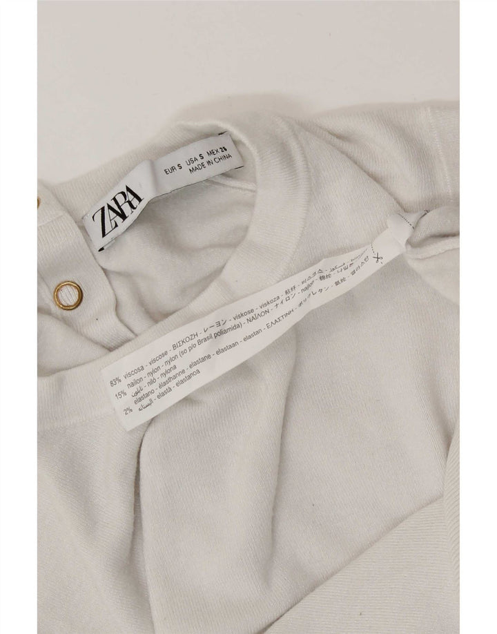 Zara Womens Crop Vest Tank Top UK 8 Small White Viscose