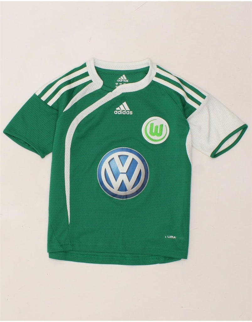 ADIDAS Boys Clima 365 Graphic T-Shirt Top 7-8 Years 3XS Green Colourblock Vintage Adidas and Second-Hand Adidas from Messina Hembry 