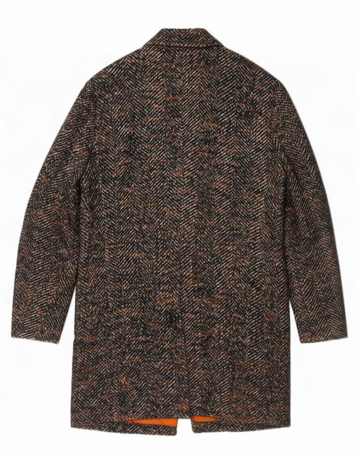 Etro Mens Overcoat IT 52 XL Brown Herringbone Wool Classic