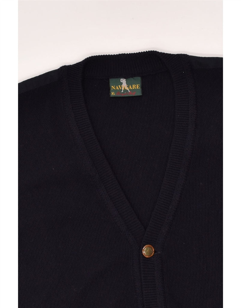 NAVIGARE Mens Cardigan Sweater XL Navy Blue Merino Wool | Vintage Navigare | Thrift | Second-Hand Navigare | Used Clothing | Messina Hembry 