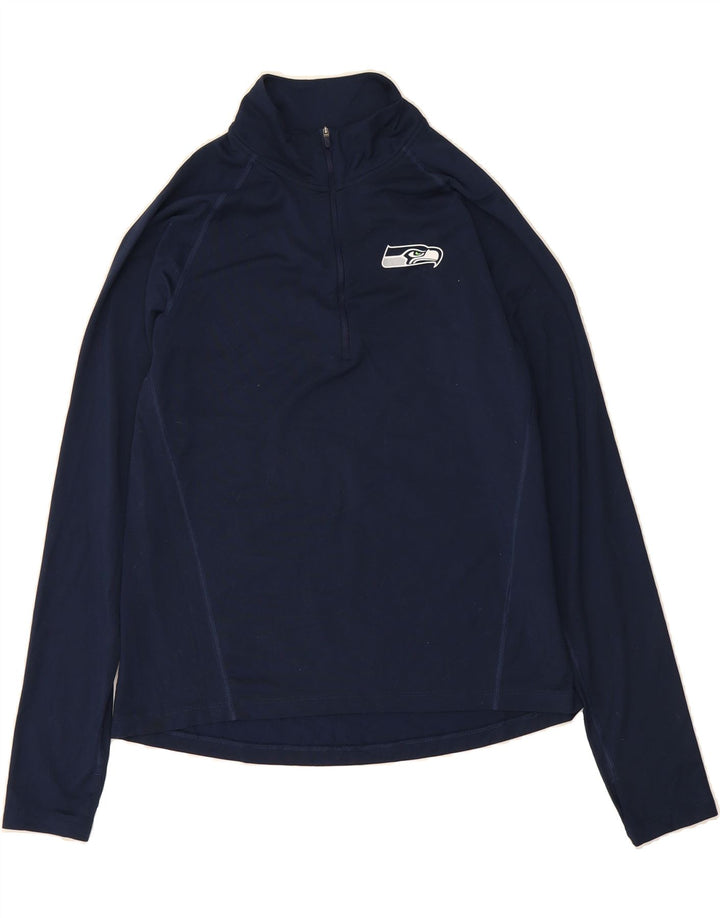 NFL Womens Seattle Seahawks Pullover Tracksuit Top UK 12 Medium Navy Blue Vintage NFL and Second-Hand NFL from Messina Hembry 