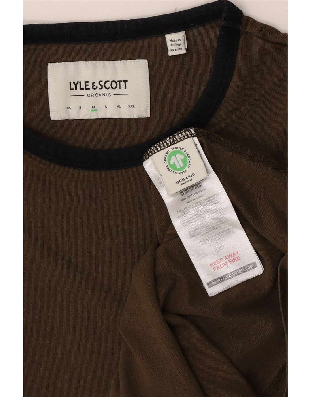Lyle & Scott Mens T-Shirt Top Medium Khaki Cotton