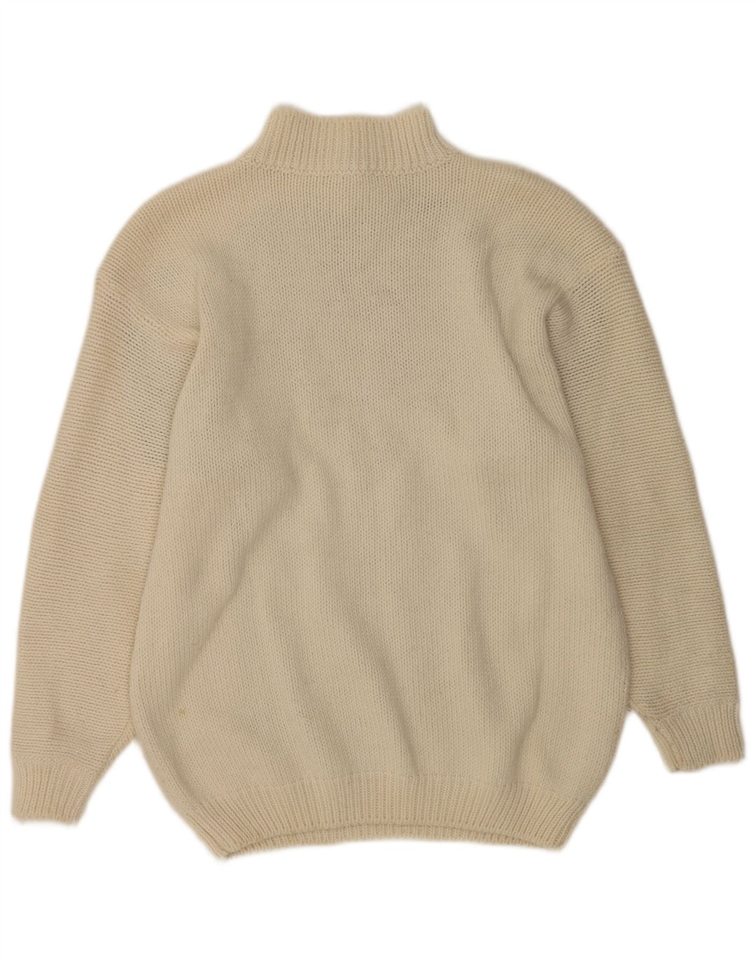 Vintage Womens Button Neck Jumper Sweater UK 16 Large Off White