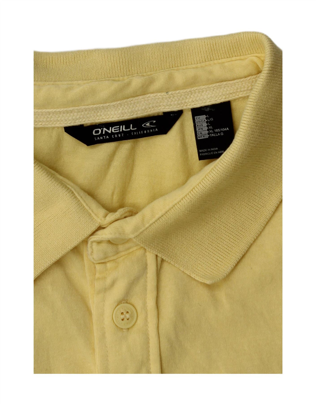 O'Neill Mens Polo Shirt Large Yellow Cotton