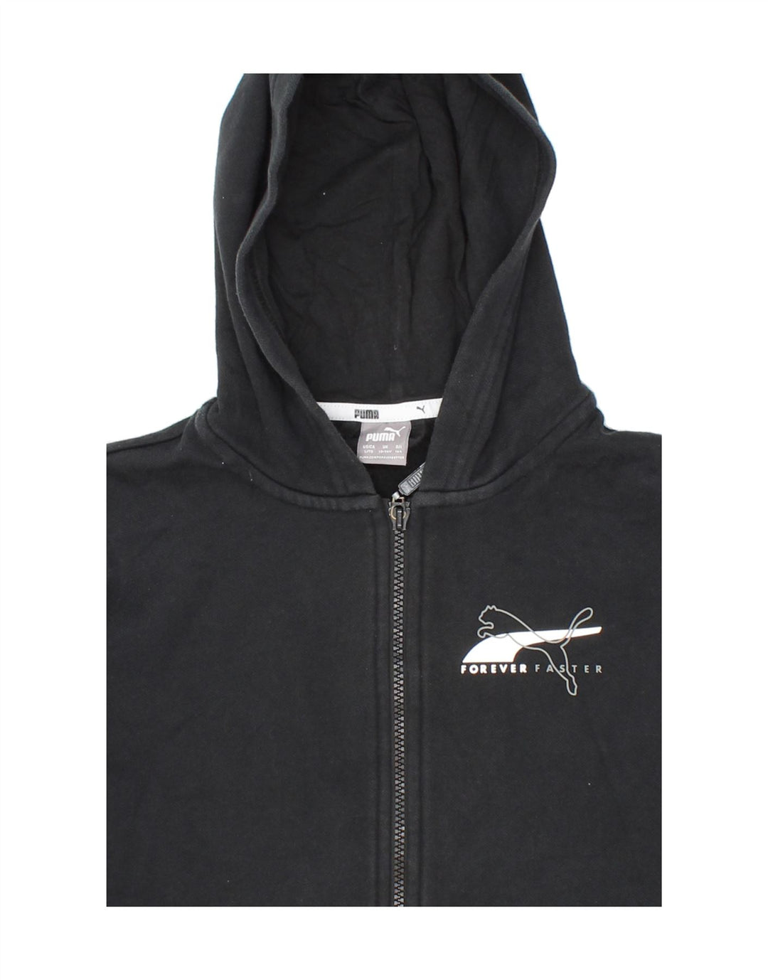 PUMA Boys Graphic Zip Hoodie Sweater 13-14 Years Black Cotton Vintage Puma and Second-Hand Puma from Messina Hembry 