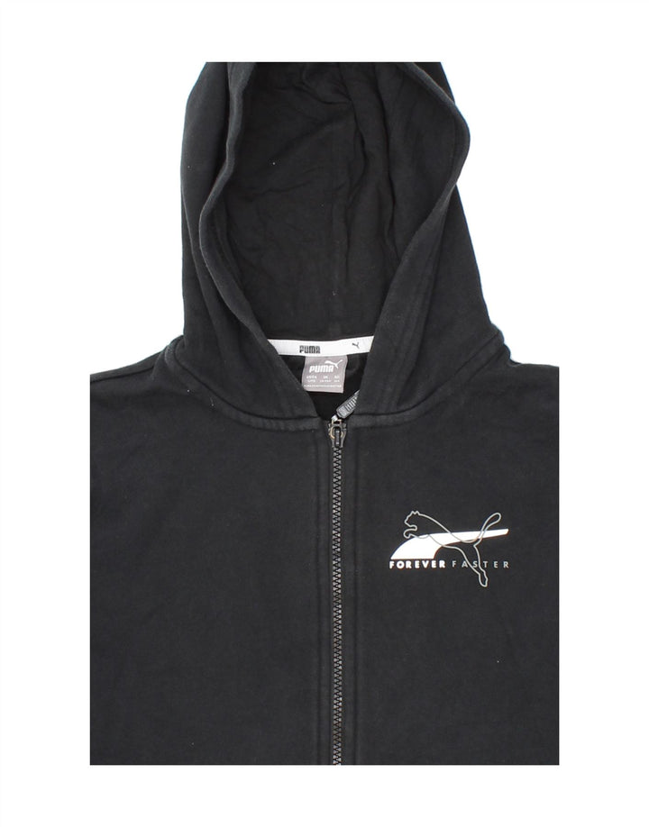 PUMA Boys Graphic Zip Hoodie Sweater 13-14 Years Black Cotton Vintage Puma and Second-Hand Puma from Messina Hembry 