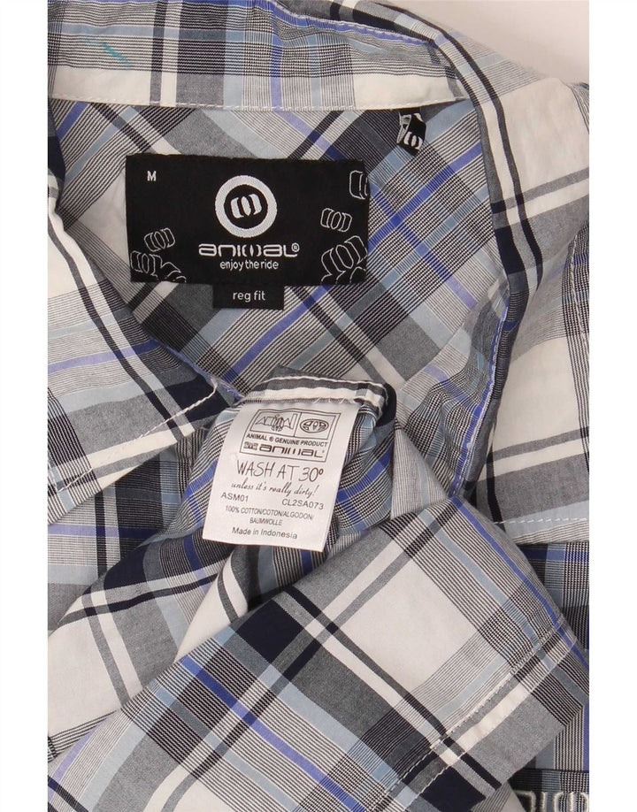 Animal Mens Short Sleeve Shirt Medium Blue Check Cotton