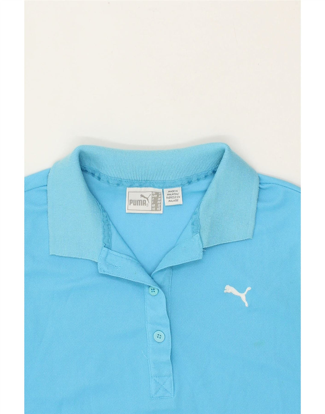 PUMA Womens Sleeveless Polo Shirt UK 12 Medium Blue Vintage Puma and Second-Hand Puma from Messina Hembry 