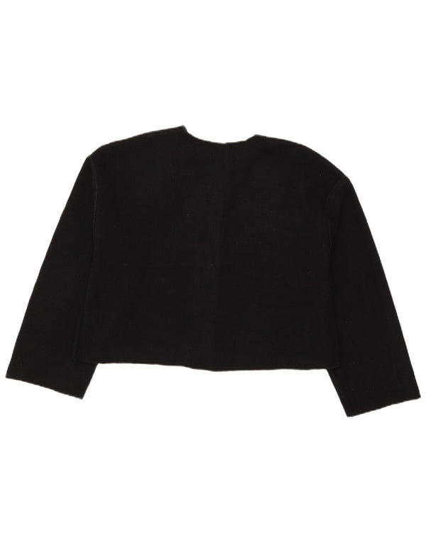Zara Womens Crop Cardigan Sweater UK 12 Medium Black Polyester