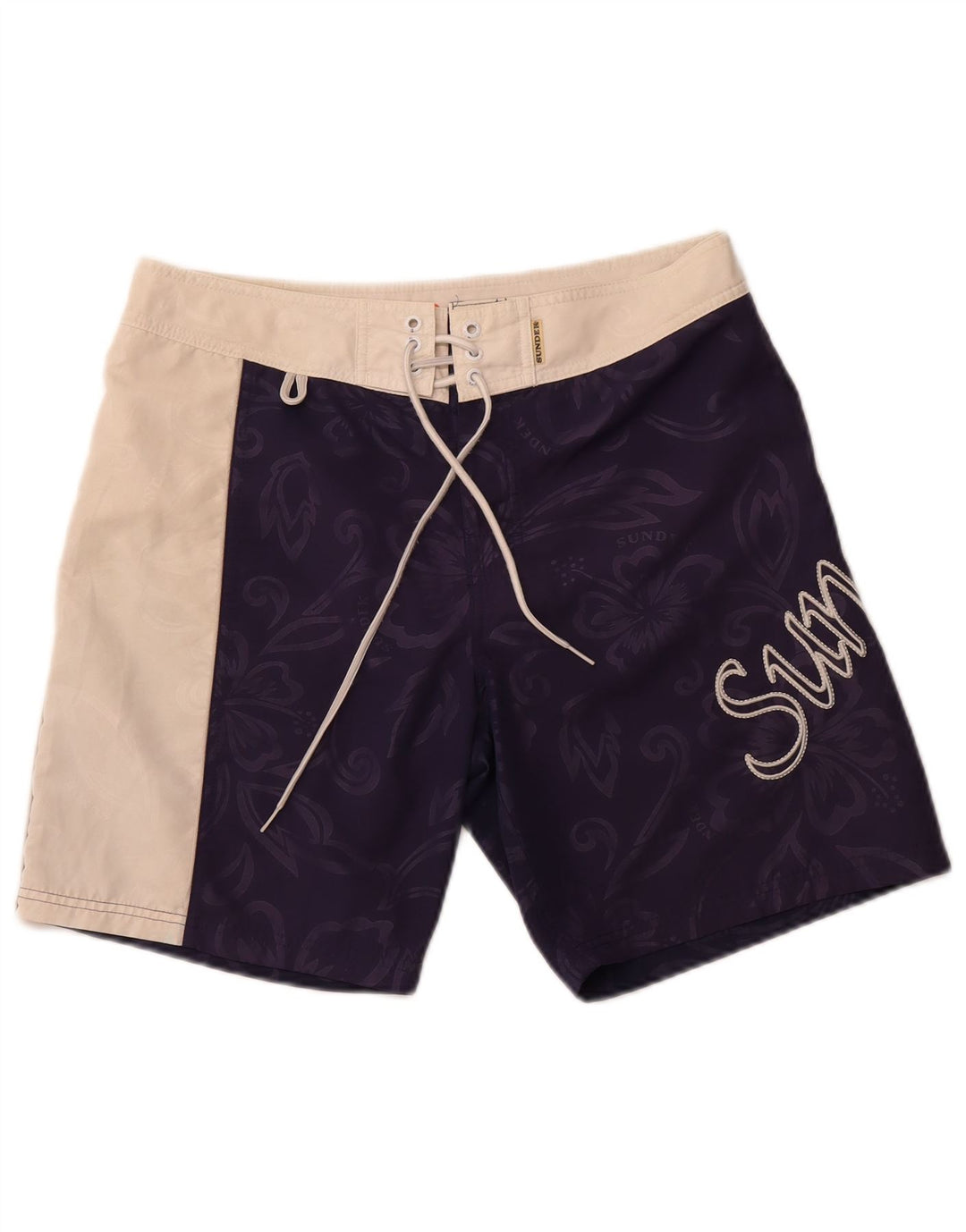 SUNDEK Mens Graphic Swimming Shorts Medium Navy Blue Floral Polyester
