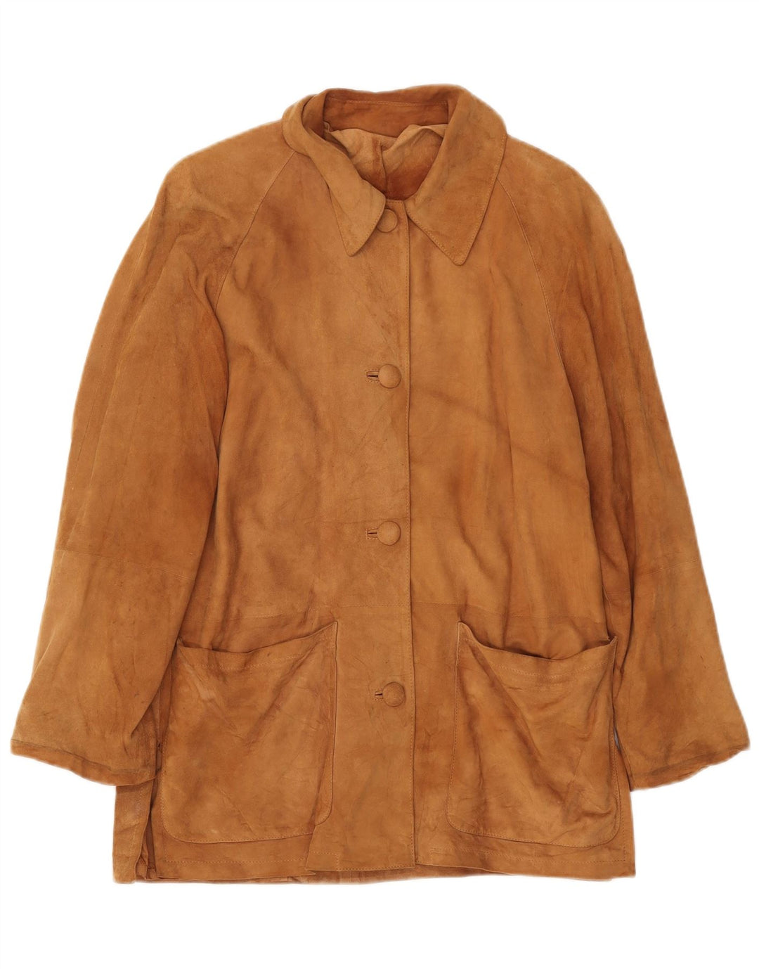 VINTAGE Womens Suede Jacket IT 42 Medium Beige Leather