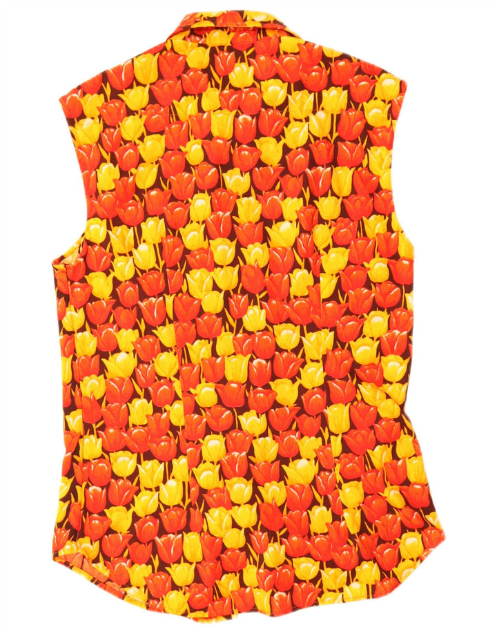 Vintage Mens Sleeveless Shirt Small Multicoloured Floral Polyester