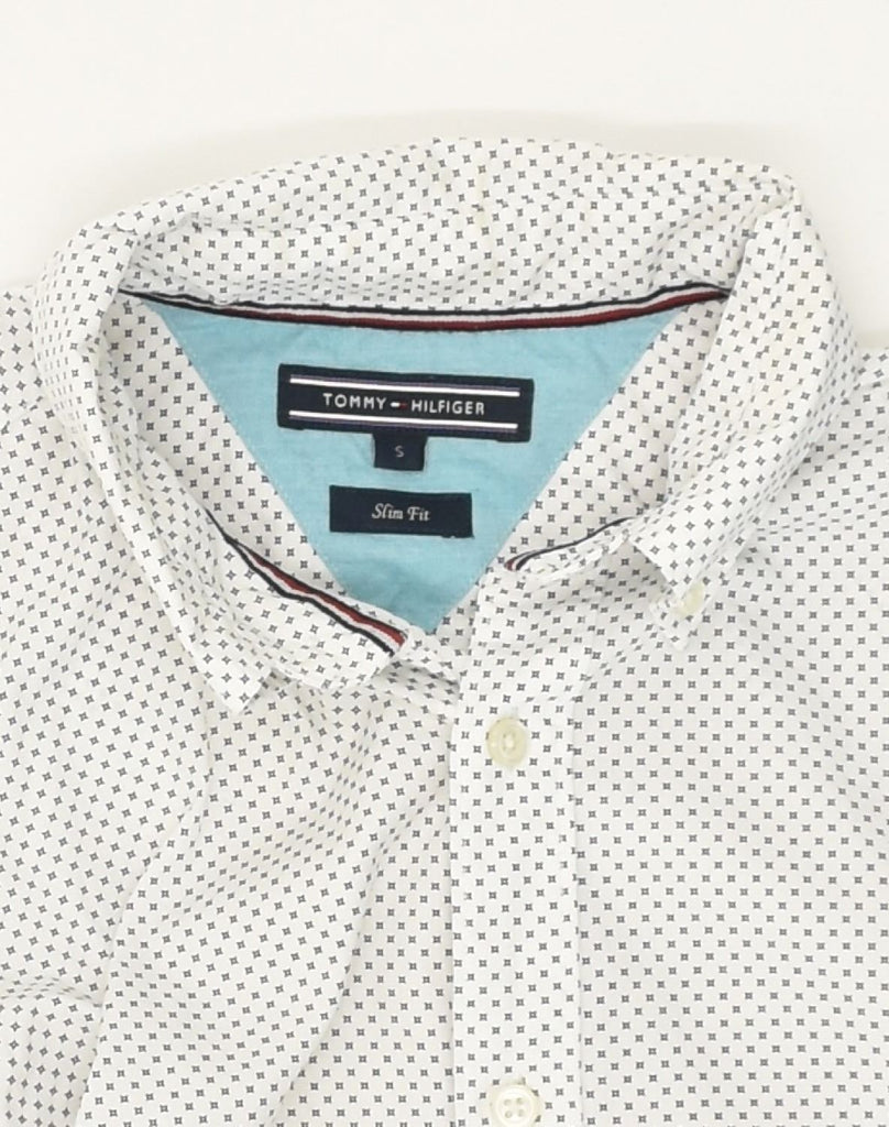 TOMMY HILFIGER Mens Slim Fit Shirt Small White Polka Dot Cotton | Vintage Tommy Hilfiger | Thrift | Second-Hand Tommy Hilfiger | Used Clothing | Messina Hembry 