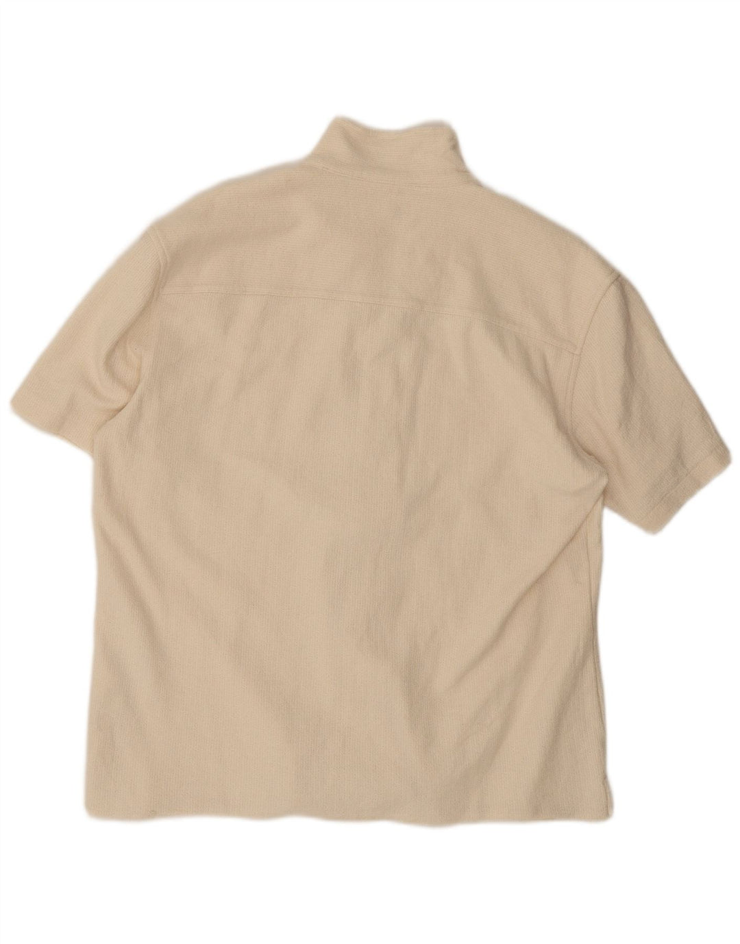 Zara Mens Short Sleeve Shirt Large Off White Cotton