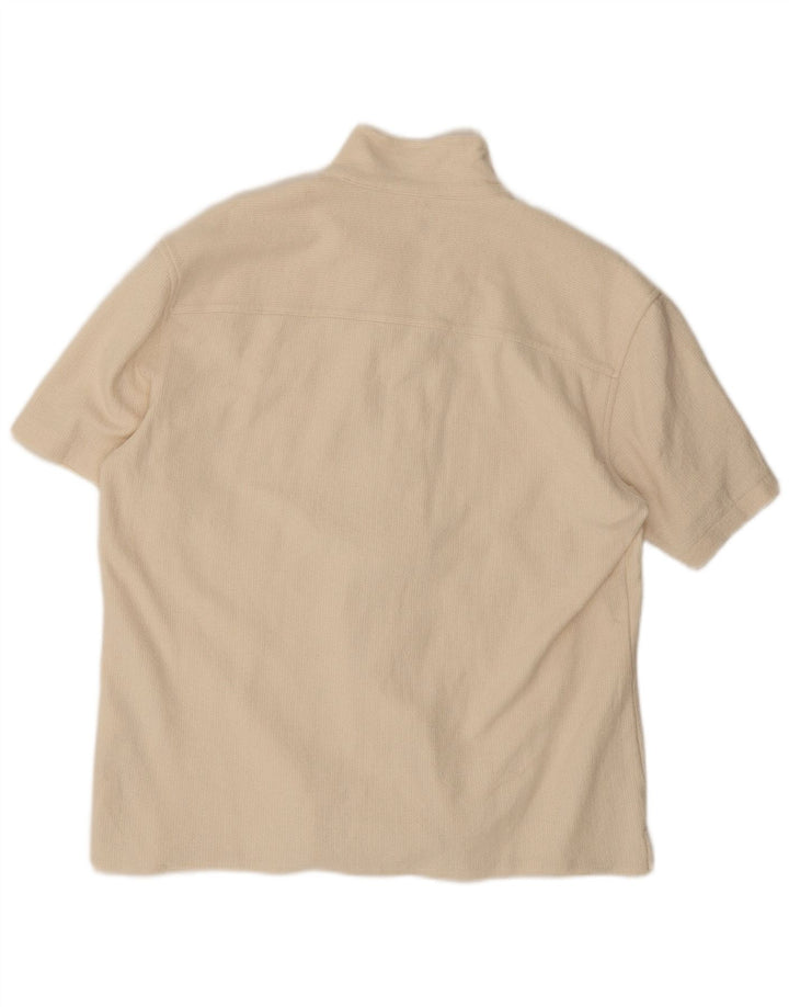 Zara Mens Short Sleeve Shirt Large Off White Cotton