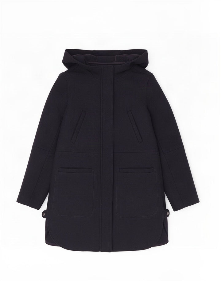 Zara Womens Hooded Overcoat UK 14 Medium Navy Blue