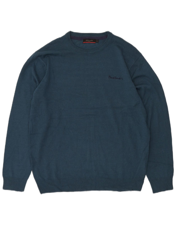 Pierre Cardin Mens Crew Neck Jumper Sweater Large Navy Blue Acrylic