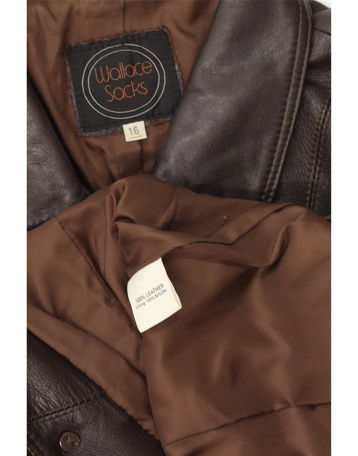 Wallace Sacks Womens Leather Jacket UK 16 Large Brown