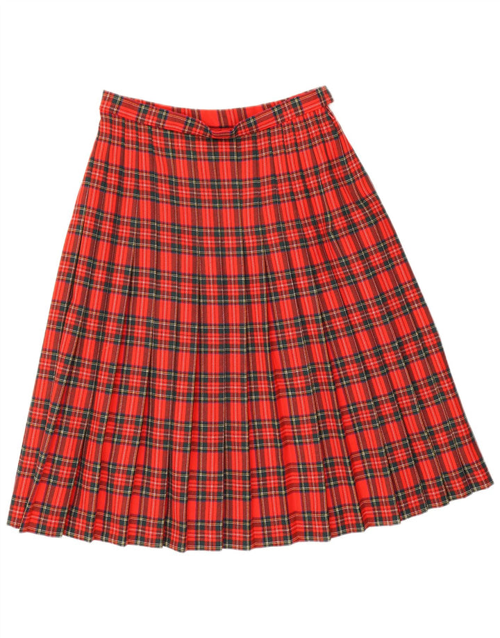 Vintage Womens Pleated Skirt W28 Medium  Red Check