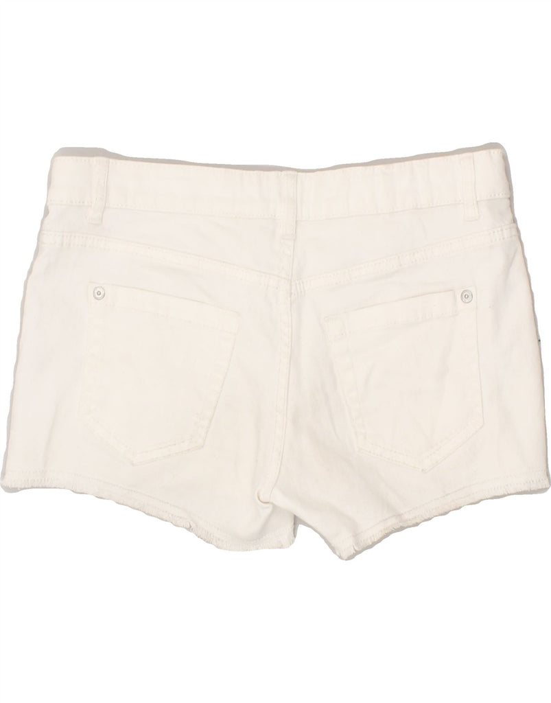 BENETTON Girls Graphic Denim Shorts 11-12 Years 2XL W29 White Cotton | Vintage Benetton | Thrift | Second-Hand Benetton | Used Clothing | Messina Hembry 