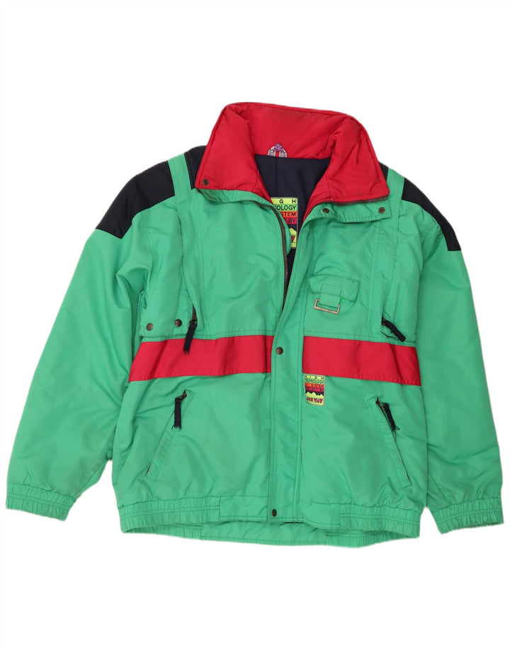 Norway Mens Hooded Ski Jacket IT 52 XL Green Colourblock Polyester