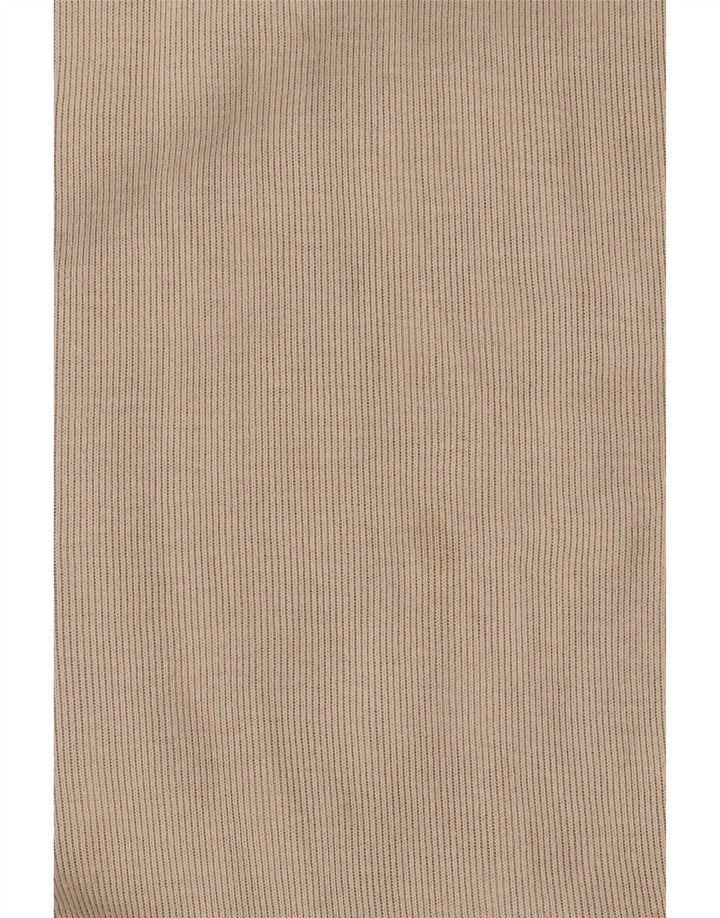 Izod Mens Zip Neck Top Long Sleeve Large Beige Cotton