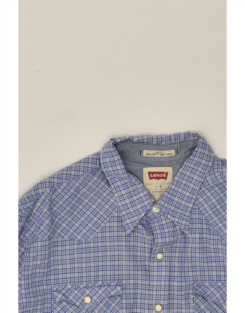 LEVI'S Mens Slim Fit Shirt Large Blue Check Cotton | Vintage Levi's | Thrift | Second-Hand Levi's | Used Clothing | Messina Hembry 