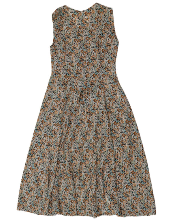 Vintage Womens Sleeveless Shirt Dress UK 12 Medium Multicoloured Floral