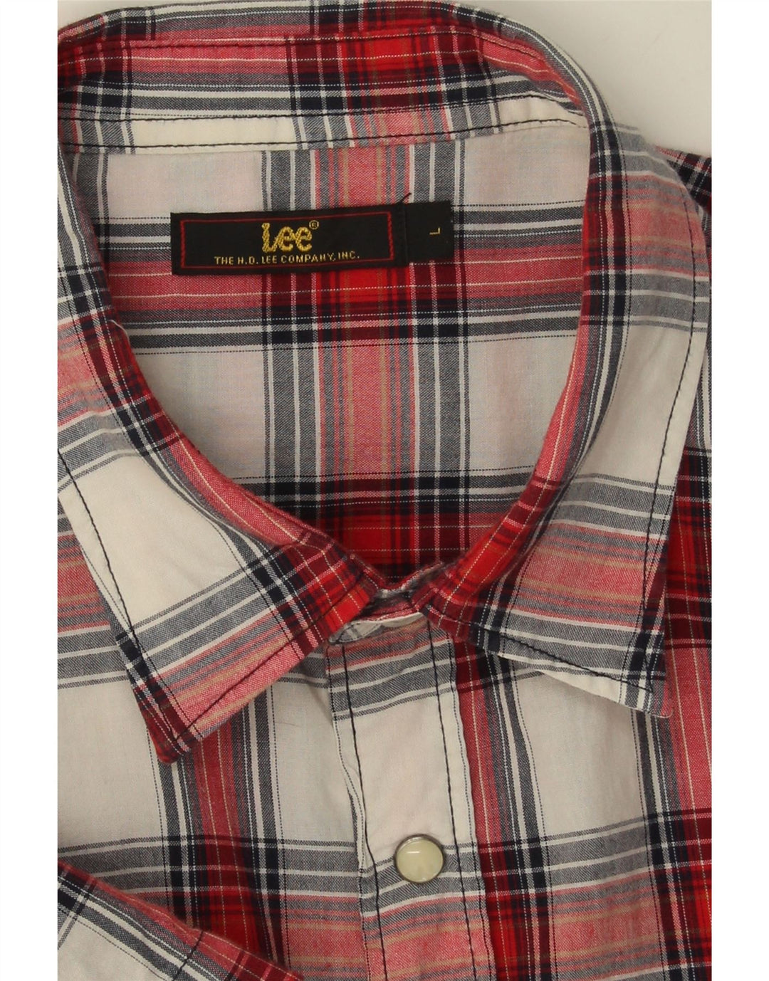 LEE Mens Short Sleeve Shirt Large Red Check Cotton Vintage Lee and Second-Hand Lee from Messina Hembry 