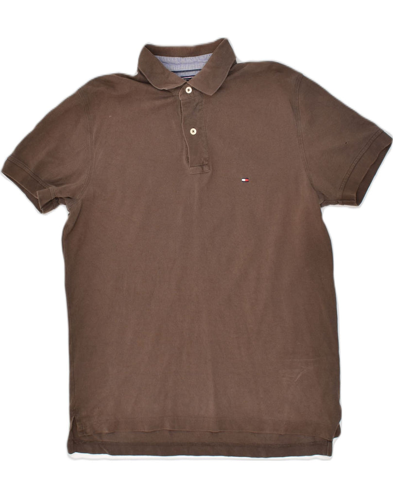 TOMMY HILFIGER Mens Polo Shirt Medium Brown Cotton | Vintage Tommy Hilfiger | Thrift | Second-Hand Tommy Hilfiger | Used Clothing | Messina Hembry 