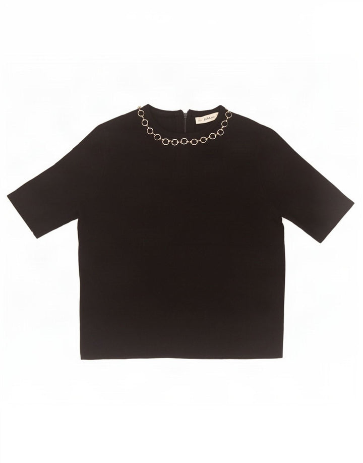 Zara Womens Blouse Top UK 10 Small Black