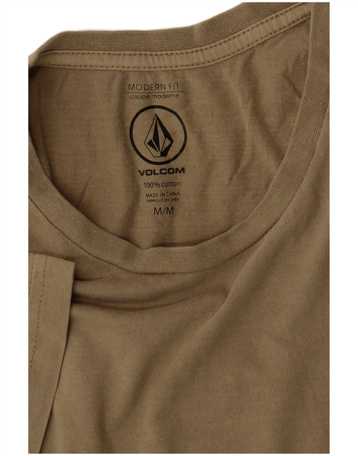 Volcom Mens Modern Fit T-Shirt Top Medium Khaki Cotton