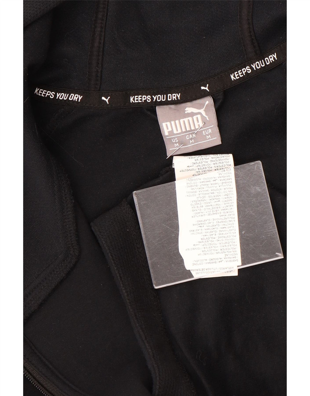 PUMA Womens Zip Hoodie Sweater UK 14 Medium Black Cotton