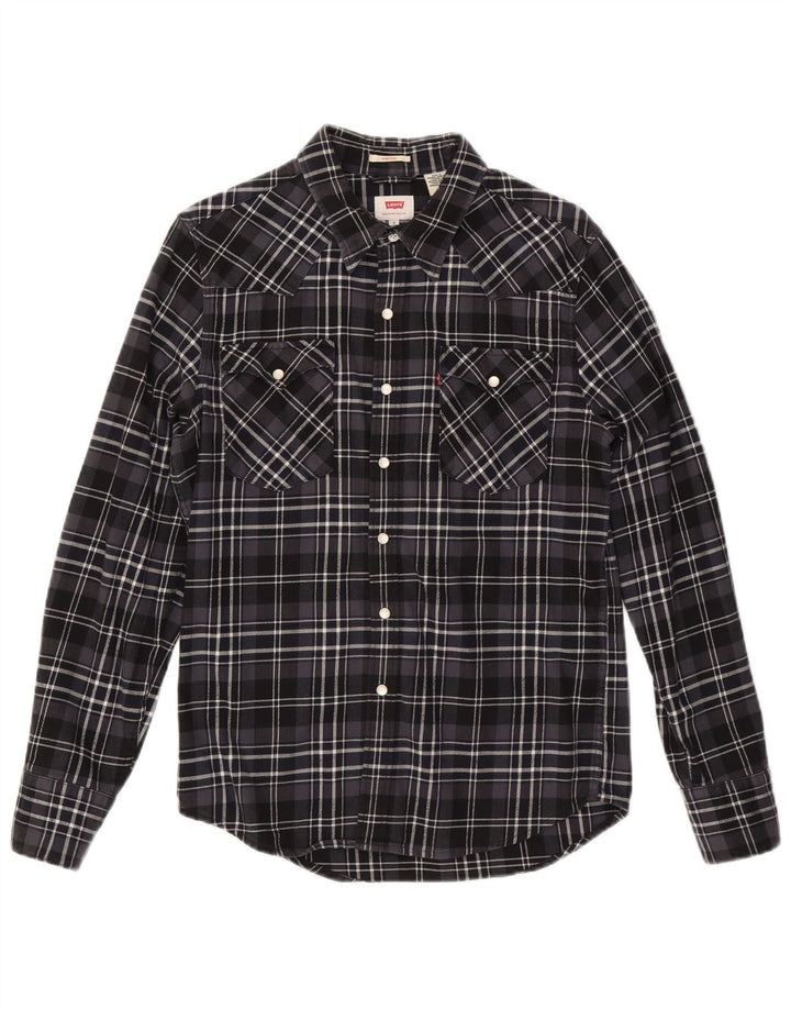 LEVI'S Mens Stretch Flannel Shirt Small Black Check Cotton