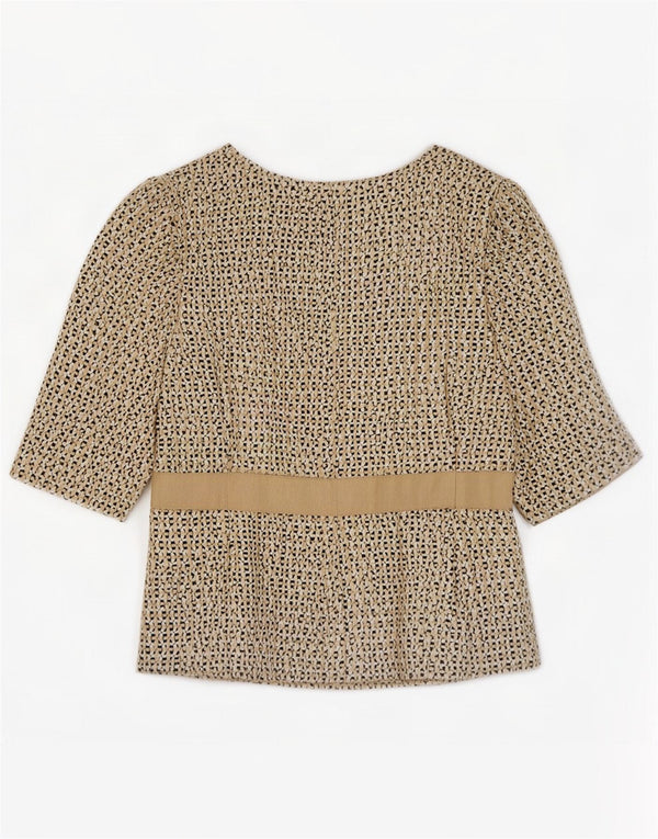 Armani Collezioni Womens Short Sleeve Blazer Jacket IT 42 Medium Beige