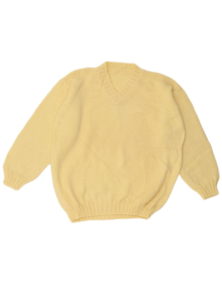Vintage Mens V-Neck Jumper Sweater Large Yellow