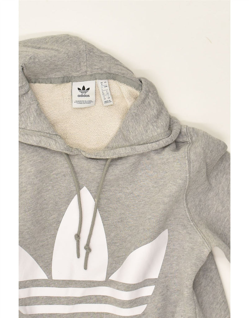 ADIDAS Womens Graphic Hoodie Jumper UK 8 Small Grey Cotton | Vintage Adidas | Thrift | Second-Hand Adidas | Used Clothing | Messina Hembry 